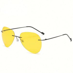 Gafas de Sol Polarizadas Fotocromáticas de Titanio Ultraligeras UV400, Estilo Aviador sin Montura, Gafas de Visión Nocturna para Hombre - Product Image 6