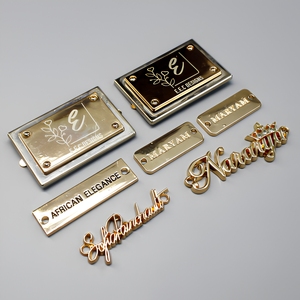 New Black Sustainable Metal Clothing Sticker Tags Aluminum Garment Labels Laser Cut Edge 3D Embossed Logo <b>Holder</b> <b>Shoes</b> Custom - Product Image 6