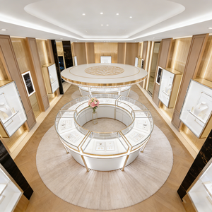 LUX Modern Elegance Illuminated Custom Jewelry Displays in Cream Lacquer with Recessed Warm LED Lighting - Product Image 5