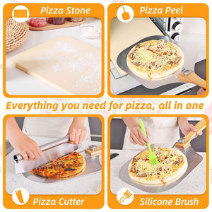 FLYWOD Produit Tendance 2026 Kit d'Accessoires pour la Préparation de Pizzas : Ensemble Pierre à <span class=keywords><strong>Pizza</strong></span> avec Pelle à <span class=keywords><strong>Pizza</strong></span>, Coupe-<span class=keywords><strong>Pizza</strong></span>, Papier Cuisson et Coupe-Plaquettes - Product Image 4