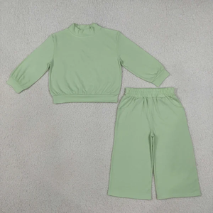 ชุดเสื้อผ้าเด็กผู้หญิงสีพื้นแบบบูติก เสื้อแขนยาว กางเกงขายาว - Product Image 6