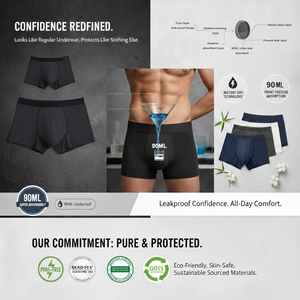Boxers d'incontinence réutilisables Hygieia à haute absorption pour hommes, 90 ml, invisibles, absorbants, avec contrôle des odeurs - Product Image 2