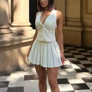 Conjunto de Ropa de Lino de Alta Calidad a Bajo Precio, Blusa Corta Informal de Lino con Solapa para Mujer, Falda de Lino con Cintura Elástica - Product Image 3