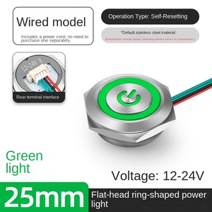 25MM Stainless Steel Button Flat Head 1NO Ring Illuminated IP65 3A 220V Home Appliance Use with Light - Product Image 4