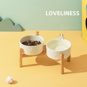 Gamelle double pour chat et chien, peinte à la main, surélevée, anti-renversement, protection du cou, forme arrondie, durable, pour usage alimentaire, vente en gros - Product Image 2