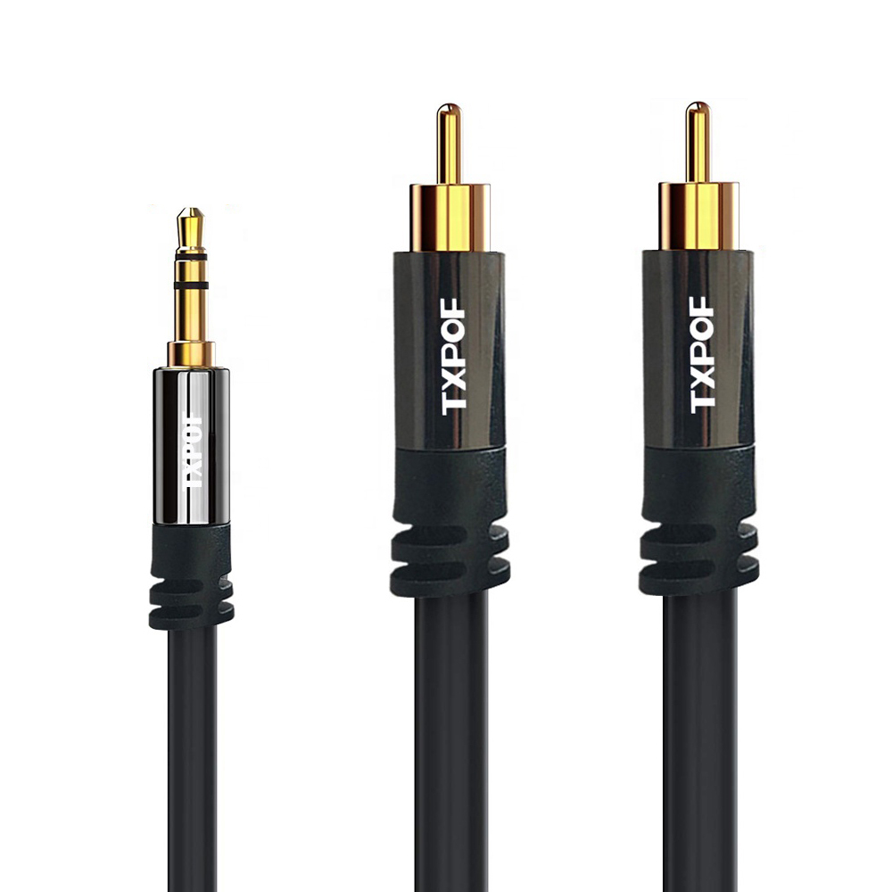 Высококачественный 24K позолоченный 3,5 мм до 2 RCA стерео аудио кабель