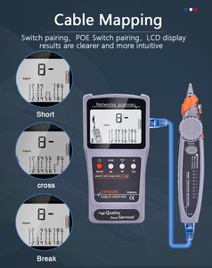 Тестер кабелей RJ11 и RJ45, оптических и цифровых, модель PK653C+ с ЖК-дисплеем, функцией тестирования PoE и измерения длины кабеля - Product Image 3