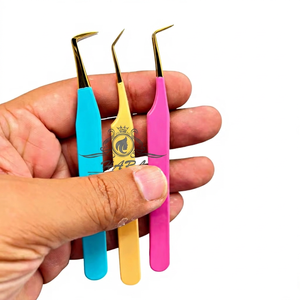 Juego de Pinzas Profesionales para Extensión de Pestañas con Logotipo Personalizado, Puntas Suaves de Acero Inoxidable, Agarre Perfecto para Pestañas Postizas - Product Image 4