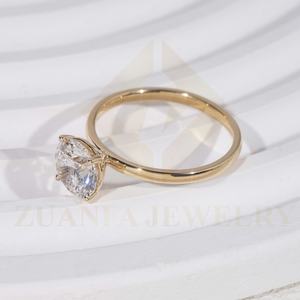 Anillos de Diamantes Cultivados en Laboratorio con Corte Redondo IGI de 2 Quilates, Oro Sólido de 14 Quilates, Anillos de Compromiso Clásicos con Diamantes de Laboratorio para Mujer - Product Image 3