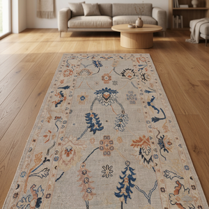 Teinture végétale Transitional Oushak Turkish beige Runner Rug 4x9 Ft Tapis en laine fait main personnaliser les tapis disponibles Prix de gros - Product Image 1