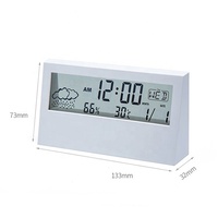 Reloj Despertador con Pantalla LED para Estación Meteorológica, Indicador de Temperatura y Humedad para el Hogar, Reloj de Mesa LCD Transparente Promocional