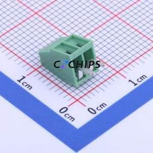 DB125-2.54-2P-GN-S Screw Terminal Block Through hole Component (THT),P=2.54mm Connector 1x2P 2.54mm Green Through Hole - Product Image 1