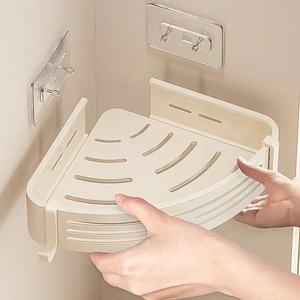 욕실을위한 현대 알루미늄 두꺼운 삼각형 랙 펀칭없는 플라스틱 걸이 스토리지 랙 쉬운 코너 아파트 - Product Image 3