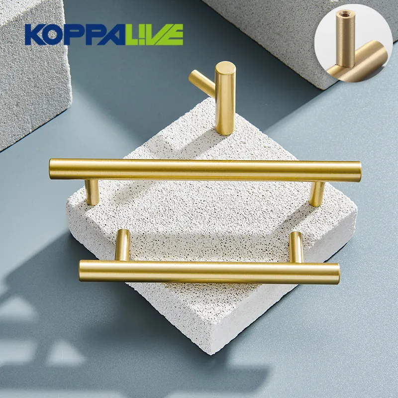 Koppalive Gold Cabinet Pulls Handle Knobs Matte Brass Furniture Kitchen Cupboard Door T Bar Handle