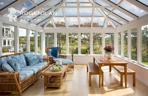 Solárium de Aluminio y Vidrio Templado para Patio de Casa, Rogenilan, Invernadero Independiente con Puertas y Ventanas Corredizas - Product Image 5