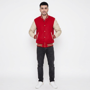 Custom Embroidery Pure <b>Leather</b> Men's Varsity Jacket Matching Shoe Letterman Style Winter Casual Mandarin Collar Varsity Jackets - Product Image 1