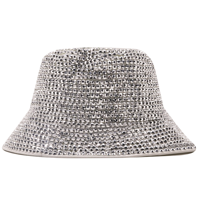 Ins Hot High Quality Crystal Diamond Bucket Cap Hats Wholesale Custom Logo Autumn Outdoor Shining Bucket Hats