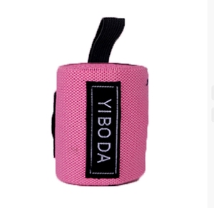 Muñequeras de poliéster para levantamiento de pesas para gimnasio con logotipo personalizado, muñequeras de nailon Spandex, soporte para Palma, funda para pulgar, elasticidad ajustable con cordones - Product Image 3