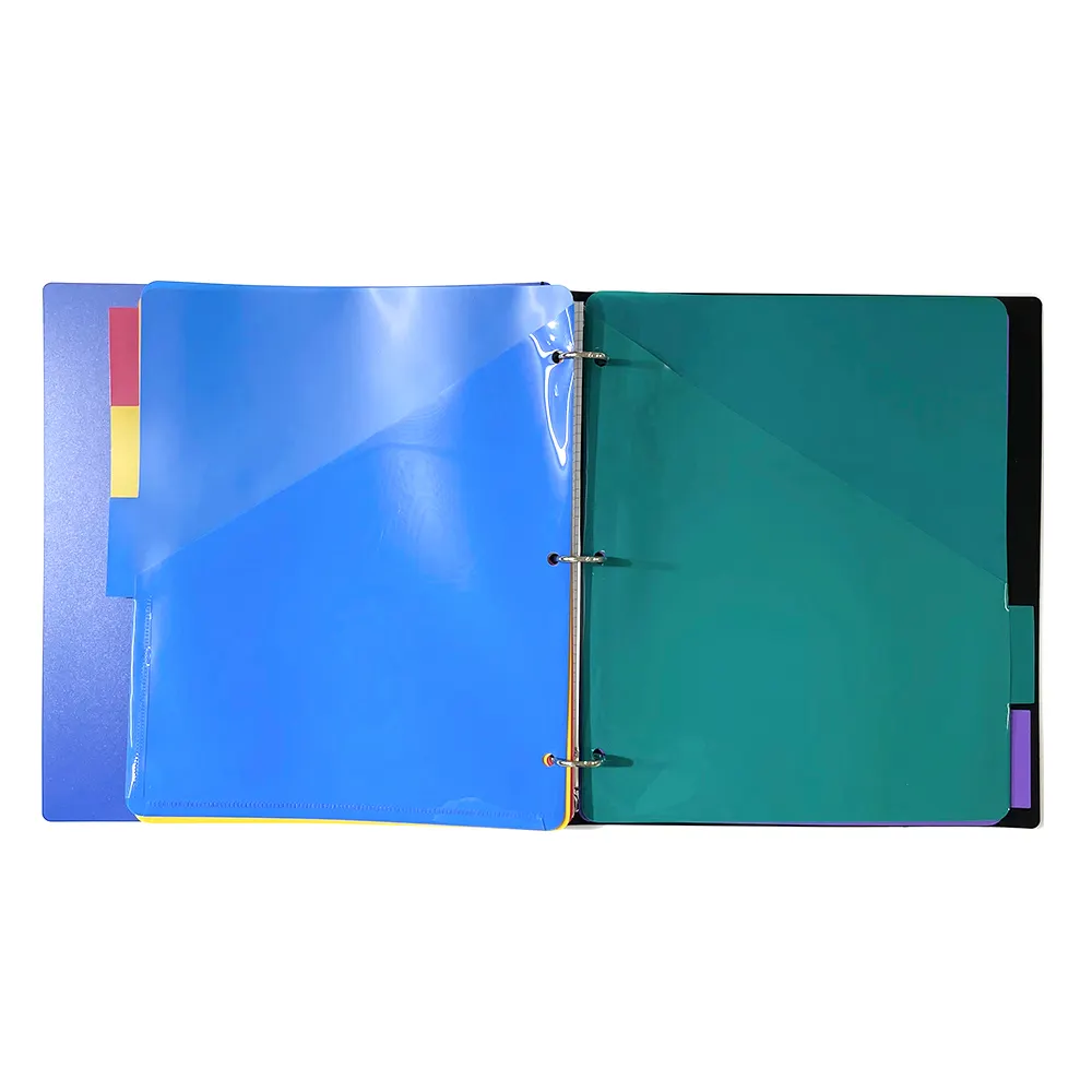 Grosir Folder File A4 penyimpanan kantor bisnis Multi warna saku ganda Folder Binder 3 Cincin