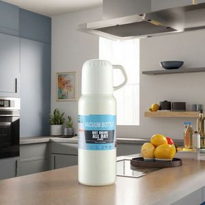 One Cup Three-Lid Stainless Steel Classic <b>Thermos</b> Portable Travel Water <b>Bottle</b> Straw 6-12 Hours Thermal Insulation Large - Product Image 6