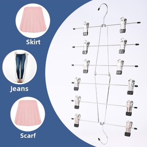 Wholesale Space Saving <b>Hanging</b> Closet Organizer 6 Tiers Skirt Hangers Pant with Clips & 360. Swivel Hook - Product Image 3
