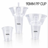 Gobelet en plastique pour collations et boissons, recyclable, sécurité alimentaire, PP, gobelet en plastique rigide transparent avec bol à collations