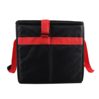 Sac isotherme promotionnel Livraison de nourriture pour vélo et moto Isolation thermique Noir avec garniture rouge Sac de livraison