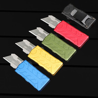 Couteau utilitaire AL à double action, coupe-carton rétractable noir profilé en aluminium avec coupe-boîte EDC en fibre de carbone