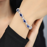 Bracelet pour femme en saphir naturel et rubis, chaîne à maillons en fer, pierres précieuses colorées - Cadeau d'anniversaire pour le bureau/la carrière