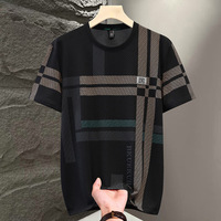 T-shirt d'été pour homme en soie glacée à séchage rapide, coupe ajustée, léger et respirant, style décontracté, en stock, vente en gros