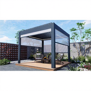 Pergola Moderna con Tetto in Vetro, Pergola Trasparente da Esterno con Telaio in Alluminio, Luminosa e Ariosa per Giardino e Caffè - Product Image 1