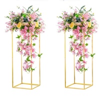 Centres de table rectangulaires en métal doré pour mariage, support à fleurs pour mariage