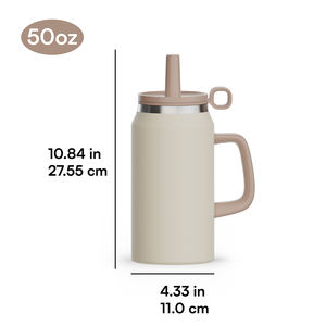 Nuovo stile personalizzato isolato in acciaio inox 40 oz <span class=keywords><strong>tazza</strong></span> da viaggio da 50 once con manico in paglia <span class=keywords><strong>punte</strong></span> del coperchio - Product Image 2
