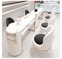 Vente flash - Mobilier de salon de manucure moderne et luxueux - Ensemble table et chaises avec métal, velours PU, personnalisable