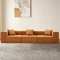 Canapé modulaire en velours côtelé, assise extra profonde de 62 cm, canapé en tissu sans accoudoirs à combinaison libre pour salon et appartement