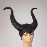 Halloween Deluxe Maléfique Casque Accessoire Gothique Noir Ténèbres pour Adulte Mal Sorcière Maléfique Reine Capuche Cosplay Fête