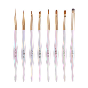 Pinceau de manucure holographique à manche, stylo liner à poils plats, embout ondulé, pour la peinture de couleur des ongles et la décoration d'ongles en gel - Product Image 5
