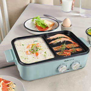 Grill électrique et cuisinière à fondue AUX, double zone, contrôle indépendant de la température, cuve intérieure antiadhésive pour usage domestique - Product Image 6