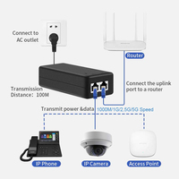 Adaptador Poe de 48-56V 30W para Router Inalámbrico Tp-link, Adaptador de Corriente Activo/Pasivo, Inyector Poe