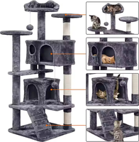 Arbre à chat multi-niveaux robuste en velours avec poteaux à gratter en sisal naturel, structure d'escalade en peluche pour grands chats d'intérieur