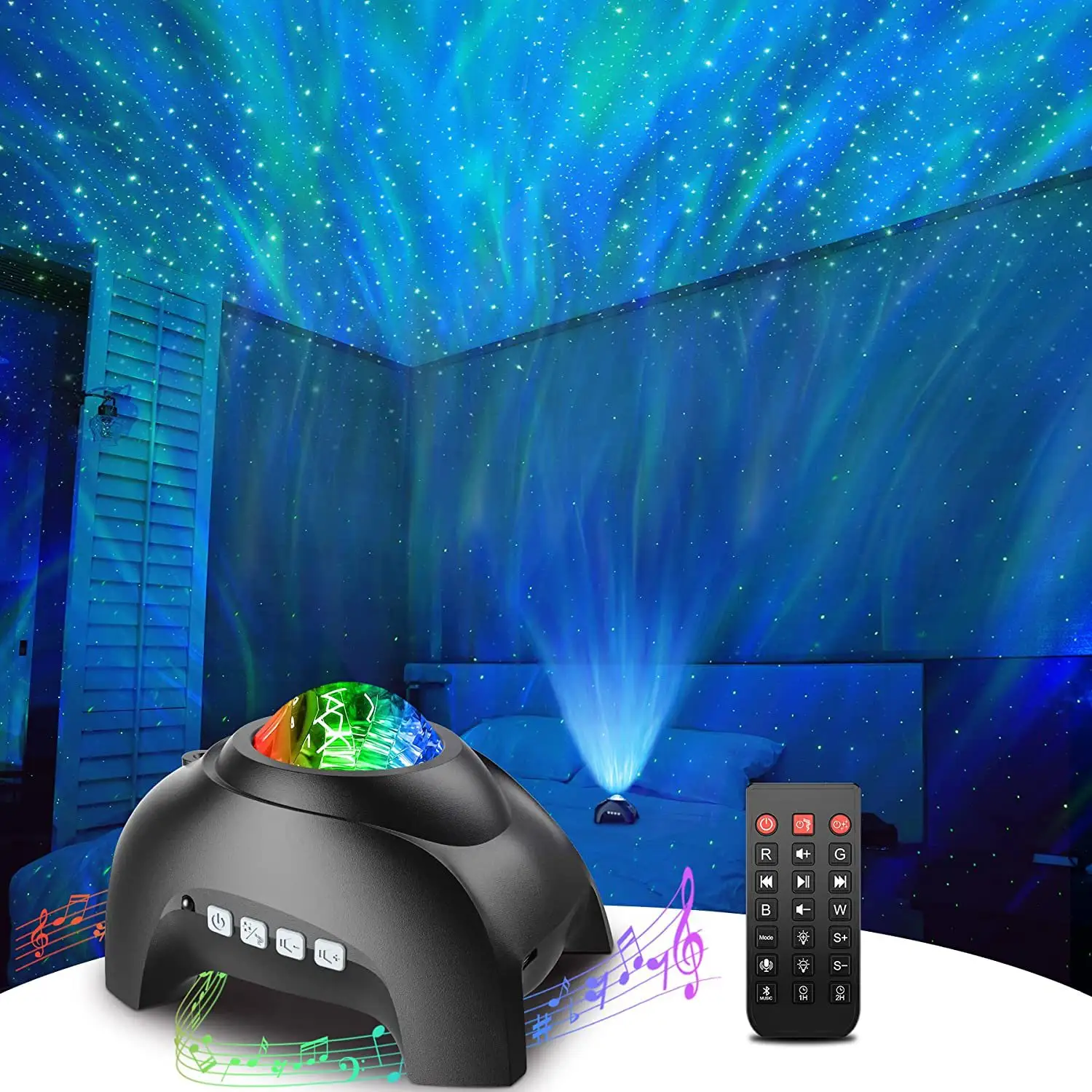 Amazon Best Selling Bedroom Aurora Galaxy Star Projector Night Light With Speaker and White Noise
