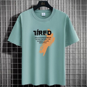 Camiseta de verano INS estampada a la moda para hombre, camiseta juvenil de talla grande que combina con todo, patrón sólido de media manga, ajuste holgado, pantalla de seda informal - Product Image 2