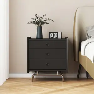 高品质当代卧室家具彩色PU皮革床头柜木制转角桌带抽屉小床头柜
