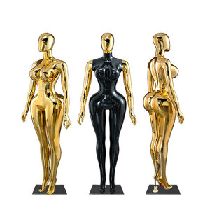 <span class=keywords><strong>Mannequin</strong></span> <span class=keywords><strong>femme</strong></span> <span class=keywords><strong>grande</strong></span> <span class=keywords><strong>taille</strong></span> plaqué or pour vitrine, corps entier, poitrine et hanches généreuses, forme de robe en plastique détachable - Product Image 3
