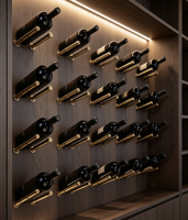Support mural flottant de luxe antidérapant en caoutchouc pour bouteilles de vin, présentoir métallique personnalisé pour armoire de rangement de vin