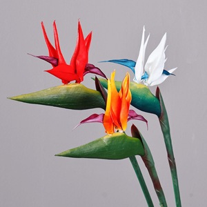 Fleur artificielle de paradis artificiel Meng Jie, rouge, blanc, orange, en PVC, pour décoration intérieure, accessoires de mariage, lot unique - Product Image 1