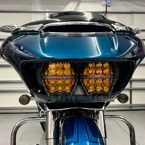 Motorrad LED-Scheinwerfer für Road Glide 2015-2023 mit bernsteinfarbenem Tagfahrlicht, 12V, Abblend-/Fernlicht, Frontleuchte - Product Image 1