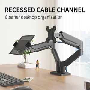 Dual Arm 2 In 1 Combo Laptop Mount With Adjustable Tray For 10-17'' Notebook With VESA <strong>Computer</strong> Gas Spring Monitor Arm For 13-32 - Product Image 5