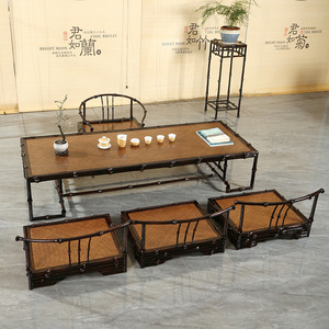 Chinese Style Qiong Bamboo Tea Table Set 6 Piece Antique Design Durable Folding No For Dining Room - Product Image 1