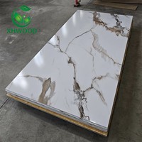 Feuille de marbre UV de panneau de mur de PVC d'or de texture continue imperméable de bonne qualité d'usine